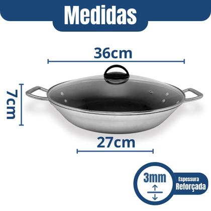 Imagem de PAELLERA PAEJA Nº 36 ANTIADERENTE COM TAMPA DE VIDRO