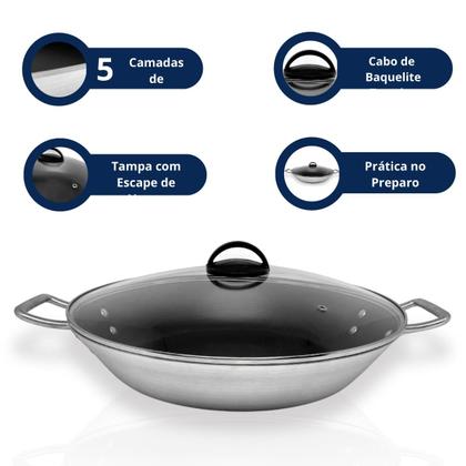 Imagem de PAELLERA PAEJA Nº 36 ANTIADERENTE COM TAMPA DE VIDRO