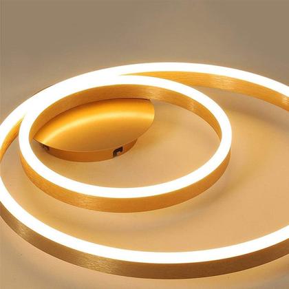 Imagem de Paflon Lustre Sobrepor Orbita Dourado 50 Cm Rustico 2 Aneis Moderno Sala De Estar Jantar Luz Led Moderna 2 Em 1 Decoraçao Loja Casa Recepçao Iluminaça