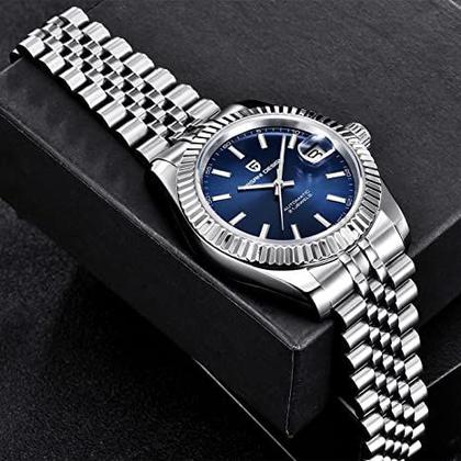 Imagem de Pagani Design 1645 Relógio masculino mecânico de luxo, automático, esportivo, de aço inoxidável, à prova d'água, Azul