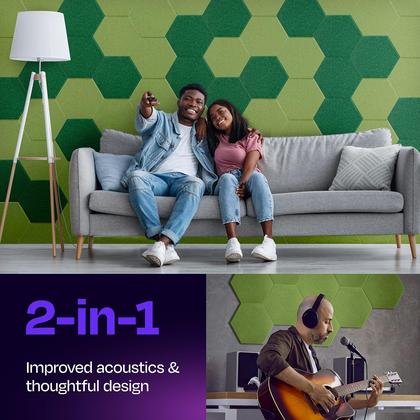 Imagem de Painéis acústicos Ekkogo, pacote com 12 painéis de parede insonorizados, verdes