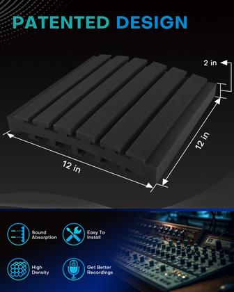 Imagem de Painéis de espuma à prova de som Knightsacoustic Curved, pacote com 24