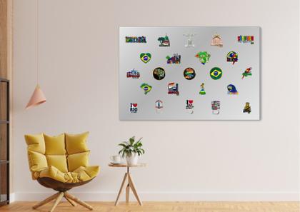 Imagem de Painel 40x60cm com 24 Imãs De Metal Para Fotos, Recados, souvenirs, Notas, Quadro Mural Metálico
