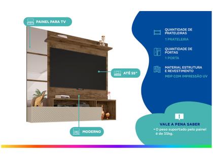 Imagem de Painel Bancada Para TV até 50 Polegadas Marrom Inbox Caemmun