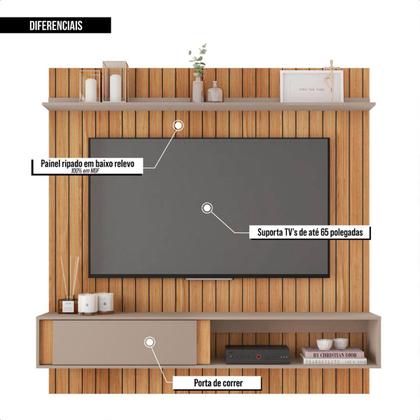 Imagem de Painel Bancada Para TV até 65 Polegadas Sena Marrom Caemmun