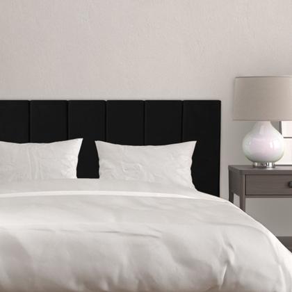 Imagem de Painel Cabeceira 2mX60cm Modulada Estofada Preta Para Cama Casal King Size