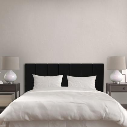 Imagem de Painel Cabeceira 2mX60cm Modulada Estofada Preta Para Cama Casal King Size