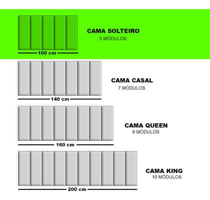 Imagem de Painel Cabeceira Cama Casal Kit Modulo Veludo 140x60 Cinza