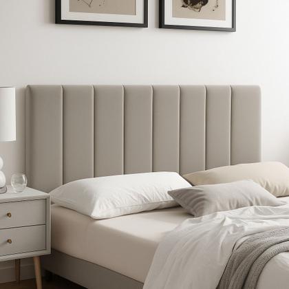 Imagem de Painel Cabeceira Cama Casal Kit Modulo Veludo Kit 7 Modulos Marrom