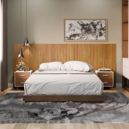 Imagem de Painel Cabeceira Ripada Para Cama Casal Queen King Quarto Cor Nature