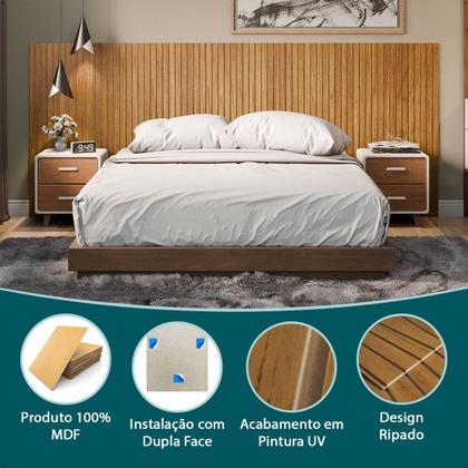 Imagem de Painel Cabeceira Ripada Para Cama Casal Queen King Quarto Cor Nature