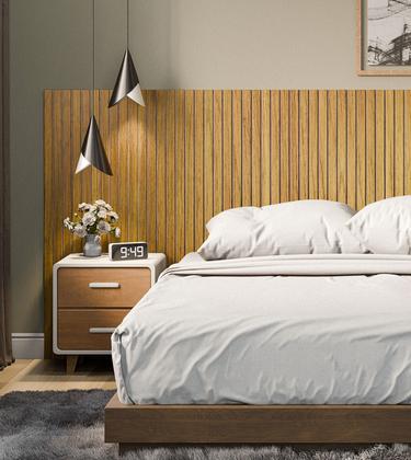 Imagem de Painel Cabeceira Ripada Para Cama Casal Queen King Quarto Cor Nature