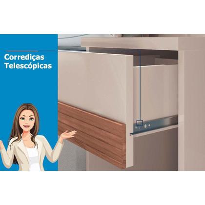 Imagem de Painel Cama Box Madeirado Casal Bourbon c/ 2 Mesas 2 Gavetas e Leds Jatobá - Santos Andirá