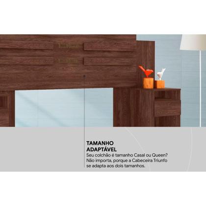 Imagem de Painel Cama Box Madeirado Casal Triunfo c/ 2 Mesas e 2 Gavetas Cafe Touch - Demóbile