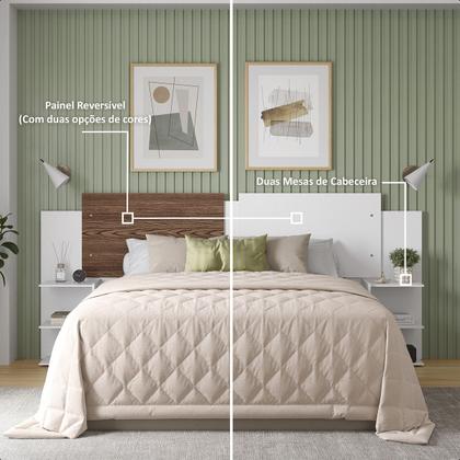 Imagem de Painel Cama Box Quarto Regulável 3 Tamanhos com 2 Mesas de Cabeceiras - MJM Casa dos Móveis