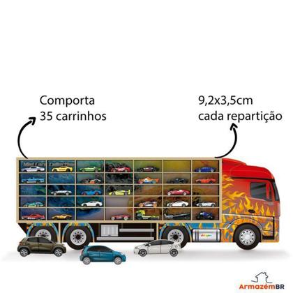 Imagem de Painel Caminhão Expositor Porta 35 Carrinhos Coleção Miniatura Parede MDF - 096 Junges0