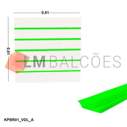 Imagem de Painel Canaletado Branco em Mdf 0,61 x 0,61m com Perfil Pvc Verde Limão