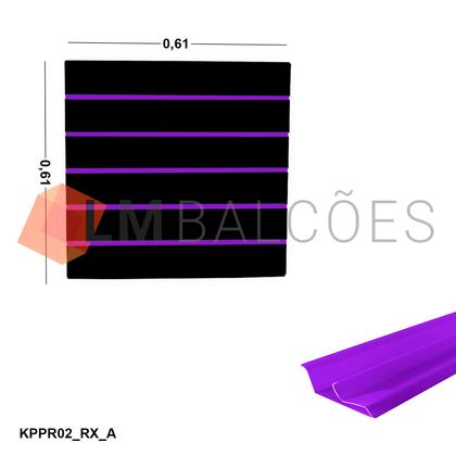 Imagem de Painel Canaletado Preto em Mdf 0,61 x 0,61m com Perfil Pvc Roxo