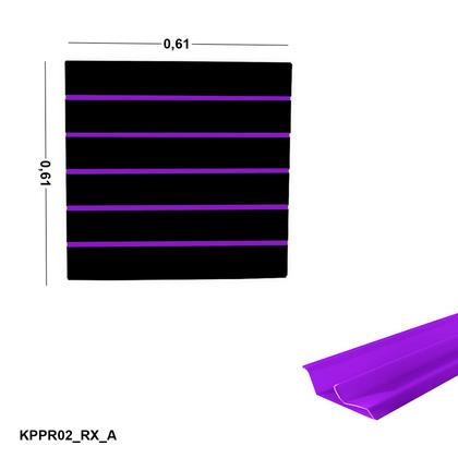 Imagem de Painel Canaletado Preto em Mdf 0,61 x 0,61m com Perfil Pvc Roxo