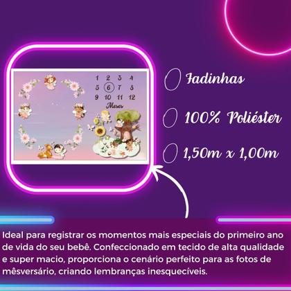 Imagem de Painel Cenário Lençol Mesversário Fadinhas Bebê Menina Baby