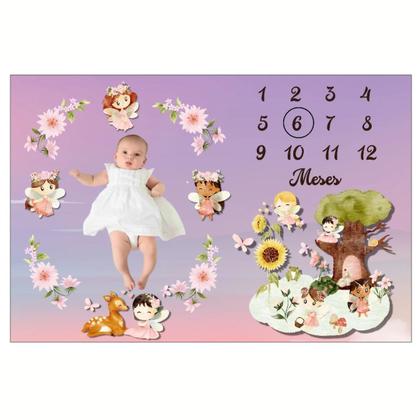 Imagem de Painel Cenário Lençol Mesversário Fadinhas Bebê Menina Baby