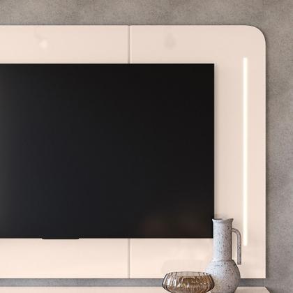 Imagem de Painel com Bancada Sala de Estar 218cm Saitama para TV até 75 com Portas Ripadas e LED Off White G18 - Gran Belo