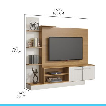 Imagem de Painel com Rack Completo para TV 50 Pol. 165 x 155 Cm MDP Carvalho 0633 MENU