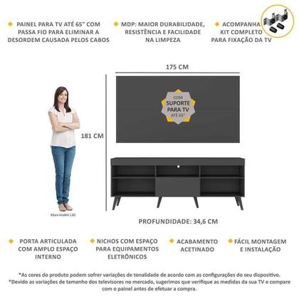 Imagem de Painel com Rack para TV até 65 polegadas Retrô com Suporte