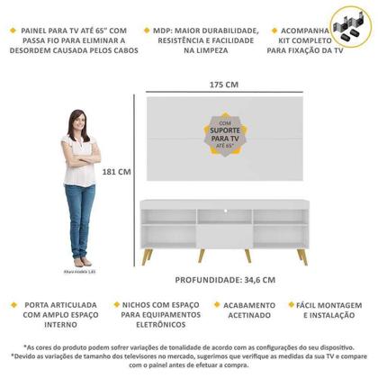 Imagem de Painel com Rack para TV até 65 polegadas Retrô com Suporte