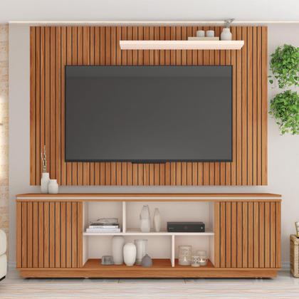 Imagem de Painel Com Rack Simetria Para Tv De 65 Polegadas Com Porta Ripada