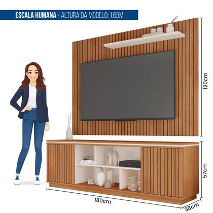 Imagem de Painel Com Rack Simetria Para Tv De 65 Polegadas Com Porta Ripada