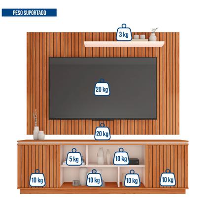Imagem de Painel Com Rack Simetria Para Tv De 65 Polegadas Com Porta Ripada