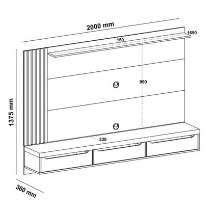Imagem de Painel com Suporte para TV até 75 Polegadas 3 Gavetas Multimóveis CR45317