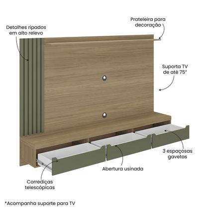 Imagem de Painel com Suporte para TV até 75 Polegadas 3 Gavetas Multimóveis CR45317