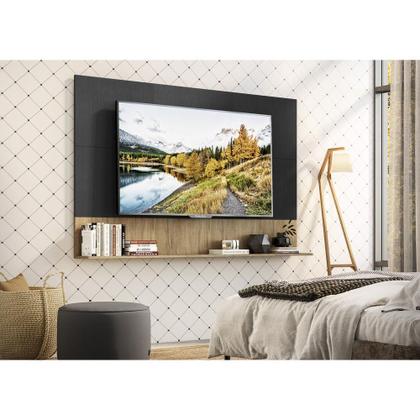 Imagem de Painel com Suporte TV 65" e Prateleira Amsterdã Up Multimóveis Preto/Rustic