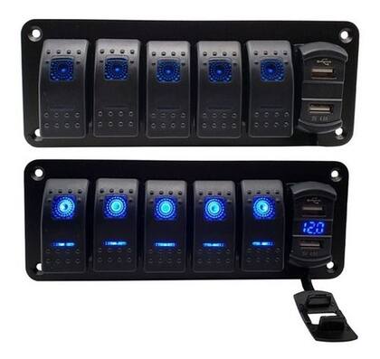 Imagem de Painel Comutação 5 Botoes Interruptore 12v Display 2xusb Led