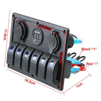 Imagem de Painel de Comando 6 Funções com Iluminação LED Azul 12/24v