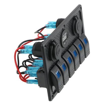 Imagem de Painel de Comando 6 Funções com Iluminação LED Azul 12/24v