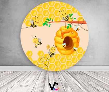 Imagem de Painel De Festa Redondo 1,50x1,50 - Abelha Abelhinha Colmeia 001