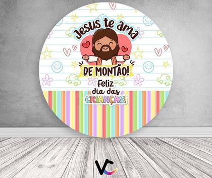 Imagem de Painel De Festa Redondo 1,50x1,50 - Dia das Crianças Religioso Jesus Te Ama 074