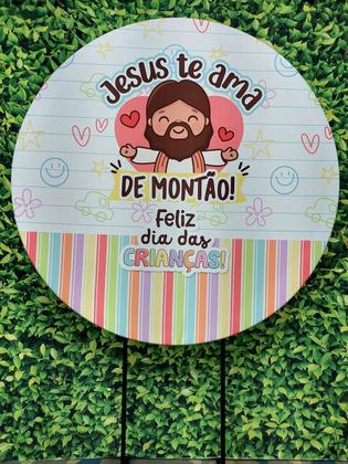 Imagem de Painel De Festa Redondo 1,50x1,50 - Dia das Crianças Religioso Jesus Te Ama 074