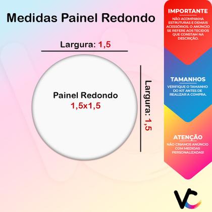 Imagem de Painel De Festa Redondo 1,50x1,50 - Efeito Glitter Geométrico Prata e Branco 153