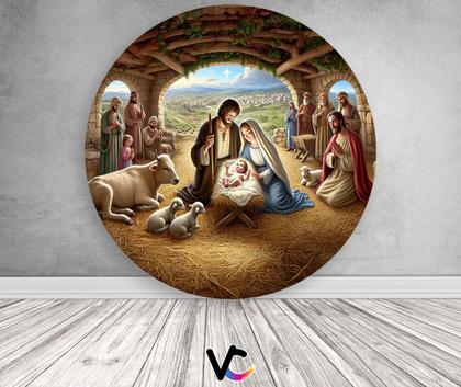 Imagem de Painel De Festa Redondo 1,50x1,50 - Natal Cristão Nascimento de Cristo 044