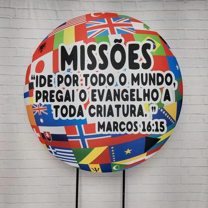 Imagem de Painel De Festa Redondo 1,50x1,50 - Religioso Missões Esfera de Países 026