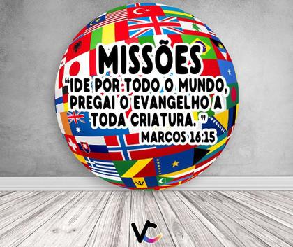 Imagem de Painel De Festa Redondo 1,50x1,50 - Religioso Missões Esfera de Países 026