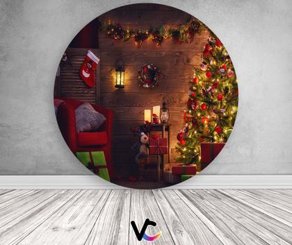 Imagem de Painel De Festa Redondo 1,50x1,50 - Sala com Árvore de Natal 001