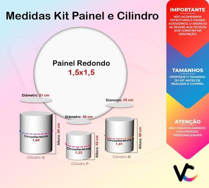 Imagem de Painel De Festa Redondo 1,50x1,50 + Trio De Capas Cilindro - Academia Rosa 012