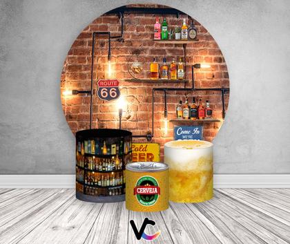 Imagem de Painel De Festa Redondo 1,50x1,50 + Trio De Capas Cilindro - Boteco Bar Chique 005