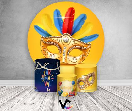 Imagem de Painel De Festa Redondo 1,50x1,50 + Trio De Capas Cilindro - Máscaras De Carnaval Festivas 015