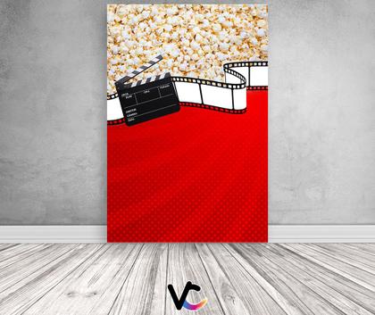 Imagem de Painel De Festa Vertical 1,50 x 2,20 - Cinema Rolo de Filme e Pipoca 010